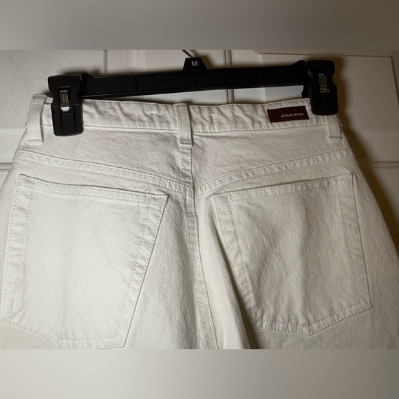 Cambio White Jeans Side Floral Embroidery Straight High Rise Size 6 Feminine - Picture 7 of 8